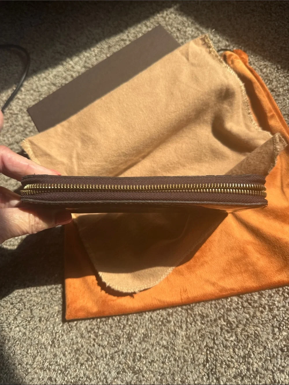 Louis Vuitton Vernis Patent Zip Wallet in Dark Brown